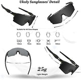 Ukoly Cycling Sunglasses for Men Women with 3 Interchangeable Lenses, Polarized Sports Sunglasses, Baseball Sunglasses