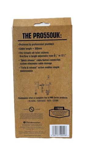 Fluidmaster PRO550UK Top/Side/Front Mounted Dual Flush Valve - White