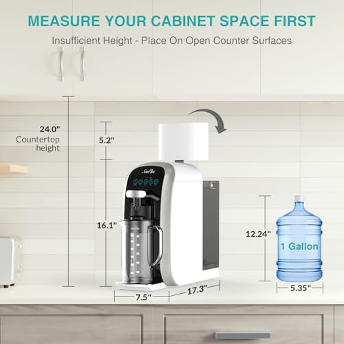 SimPure Y7T-BW-A Countertop Reverse Osmosis Water Filter, NSF/ANSI 58 Certified, 5 Stage RO Water Filtration System with Remineralization pH Balance, Water Purifier with Glass Pitcher, No Installation