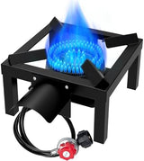 BESTFIRE Propane Burner,100,000 BTUs High Pressure Single Propane Stove with 4.1ft 0-20Psi Adjustable Hose with Regulator,Gas Stove for Outdoor Cooking, Turkey Fry, Seafood Boil