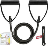 RitFit Single Resistance Exercise Band with Comfortable Handles - Ideal for Physical Therapy, Strength Training, Muscle Toning - Door Anchor and Starter Guide Included