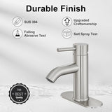 Bathroom Faucet Brushed Nickel One-Handle, Modern one Hole Bathroom Sink Faucet Lavatory Faucet with Deck