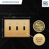 Rio Salto BRASS Metal Gold Triple Toggle Light Switch Metal Wall Plate 3-Gang Toggle Wallplate Cover Wall Plate Light Switch Covers 1-Pack Standard Size