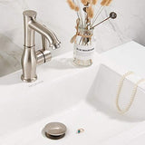 Bathroom Sink Drain, Vessel Sink Pop Up Drain with Detachable Basket Stopper,Anti-Explosion and Anti-Clogging Drain Strainer, Sink Drain Assembly Without Overflow Brushed Nickel, RWF082B