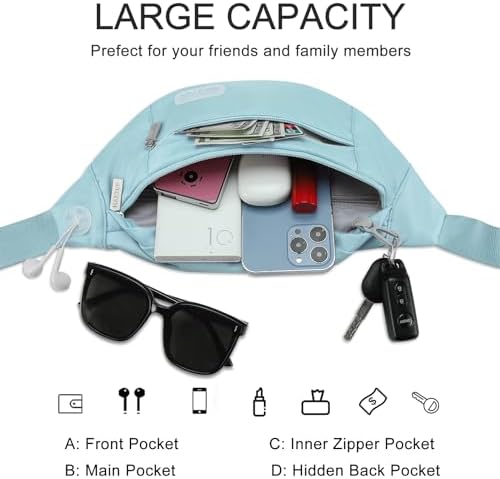 MAXTOP Large Crossbody Fanny Pack with 4-Zipper Pockets,Gifts for Enjoy Sports Festival Workout Traveling Running Casual Hands-Free Wallets Waist Pack Phone Bag Carrying All Phones