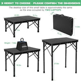 Small Metal Folding Table, Picnic Camping Side Table for Outdoor Garden Patio - Portable Lightweight, Compact & Height Adjustable Grill Stand BBQ