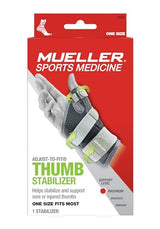 MUELLER Sports Medicine Adjust-to-Fit Thumb Brace, Spica Splint, Thumb Pain Relief Stabilizer for Men and Women, Ideal for De Quervain's Tenosynovitis, Arthritis, Sprains, Fits Right or Left, Gray, One Size