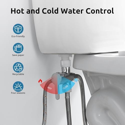 Hot and Cold Bidet Sprayer for Toilet, BRITULIF Bidet Attachment for Warm Water, Bidet with Warm Water Muslim Shower, Ideal for Feminine Hygiene, Pet Cleaning, Cloth Diapers, and Elderly Care
