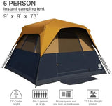 EVER ADVANCED 6 Person Blackout Camping Tent Instant Cabin Tents for Family with Rainfly, 60s Easy Setup, Water-Resistant
