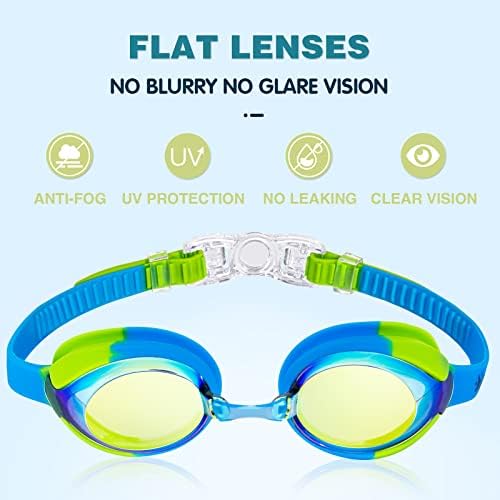 Keary Kids Swim Goggles for Toddler Kids Youth(3-12),Anti-Fog Waterproof Anti-UV Clear Vision Water Pool Goggles