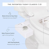 TUSHY Classic 3.0 Bidet Seat Attachment - A Non-Electric Self Cleaning Water Sprayer with Adjustable Water Pressure Nozzle, Angle Control & Easy Home Installation (Biscuit/Platinum)