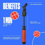 SPORTBIT Ball Pump for Sports Balls - Push & Pull Inflating System - Hand Pump for All Exercise Balls - Volleyball Pump, Basketball Inflator, Football & Soccer Ball Air Pump - Goes with 5 Needles Set