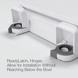 KOHLER 4636-RL-0 Cachet ReadyLatch Elongated Toilet Seat, Quiet-Close Lid, Contoured Seat, Grip-Tight Bumpers and Installation Hardware, White, 18.04"L x 14.18"W