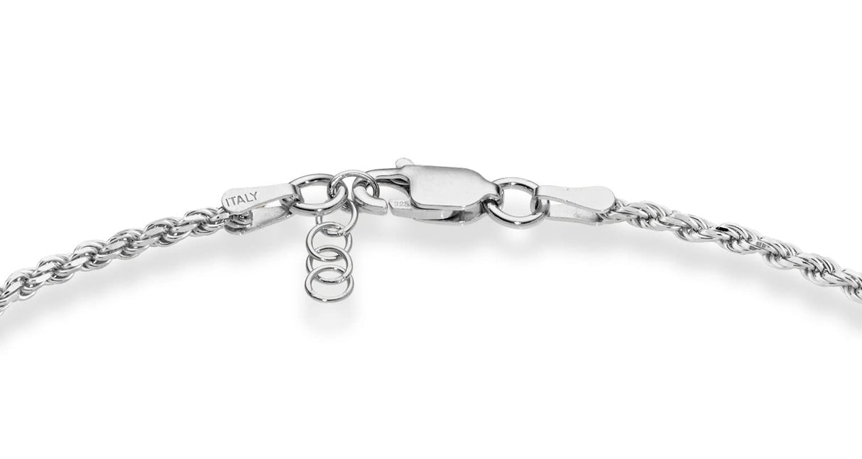 Miabella Solid 925 Sterling Silver Italian 2mm, 3mm Diamond-Cut Braided Rope Chain Bracelet for Women Men, Made in Italy (2mm - Length 6.5 Inches)