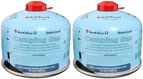 230 Grams Isobutane Fuel Canister (2 packs) Camping Stove Fuel Butane Propane Blend Isobutane Fuel Canister Camping Fuel Gas Canister Suitable for All Seasons Efficient and High Output