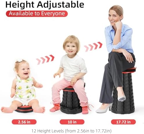 Collapsible Folding Chair - Upgraded Portable Chair with 400lbs Load Capacity, Perfect for Camping, Fishing, Hiking - Folding Stool with Carrying Straps, Gift for Fisherman (Red)