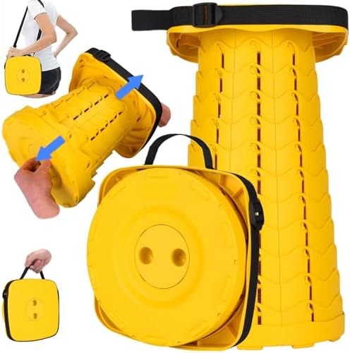 Fishboy Upgraded Collapsible Stool, 400lbs Max Weight, Lightweight But Sturdy, Portable Retractable Folding Telescoping Foldable Camping Stool for Adults Outdoor Fishing Hiking Gardening Travel BBQ