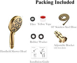 Gold Shower Head with Handheld High Pressure – The High Flow Rain Showerhead with Extra 60" Long Hose and Adjustable Overhead Brass Holder Anti-Clog Silicone Nozzles – Upgrade your Luxurious Bathroom