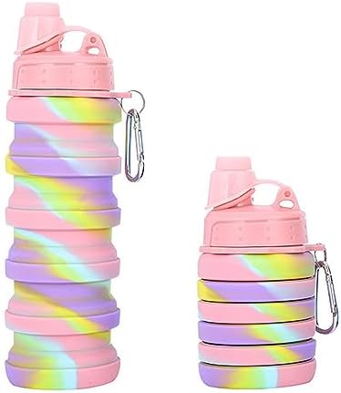 Collapsible Water Bottles Travel water bottle Sports Portable Sport Water Bottle Reusable Water Bottles comes with mountaineering Buckle 500ml silicone Water-proof camping water bottle