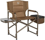 TIMBER RIDGE Folding Camping Chair with Cooler Bag, Director Chair Foldable with Side Table for Adults, Camp Chairs for Outdoor, Lawn, Sports, Fishing, Heavy Duty Supports 300lbs, Earth Brown