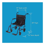 Carex Transport Wheelchair With 19 inch Seat, Folding Transport Chair with Foot Rests, Foldable Lightweight Wheelchair Foldable for Storage and Travel