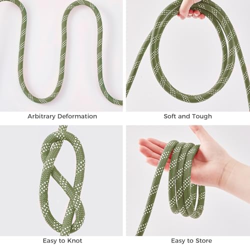 3/8 Inch 120ft Double Braided Polyester Arborist Rope, Heavy Duty Nylon Rope for Anchor, Tree Work, Cargo, Pulling, Sailing(ArmyGreen)