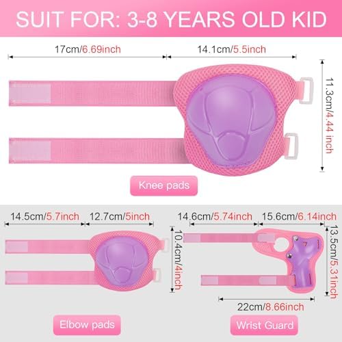 Kids Protective Gear Set Knee Pads for Kids 3-14 Years Toddler Knee and Elbow Pads with Wrist Guards 3 in 1 for Skating Cycling Bike Rollerblading Scooter