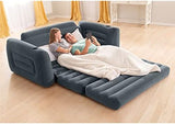 Intex Inflatable Pull-Out Sofa: Velvety Surface, 2-in-1 Valve, Cupholder, 46" x 88" x 26" - Blow-Up Couch and Folding Queen Size Air Mattress Bed
