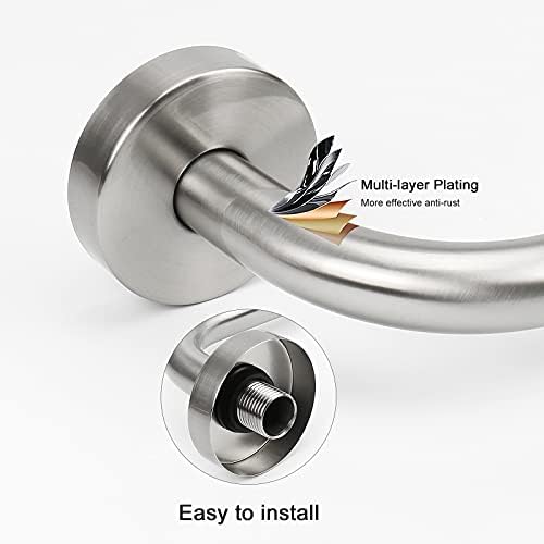 NearMoon S Shaped Shower Head Riser Pipe, Shower Extender Arm with Flange, Standard 1/2" Connection- Bathroom Accessory, 12 Inch (1 Pack, Brushed Nickel)