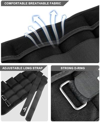 Fragraim Adjustable Ankle Weights 1-3/4/5/6/8/10/12/15/20 LBS Pair with Removable Weight for Jogging, Gymnastics, Aerobics, Physical Therapy