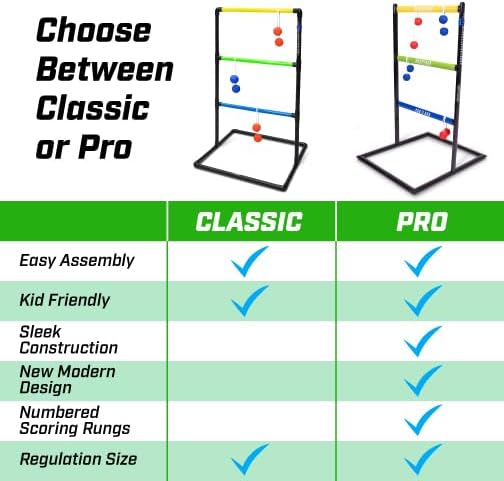 GoSports Ladder Toss Indoor & Outdoor Game Set with 6 Soft Rubber Bolo Balls and Travel Carrying Case - Choose Pro or Classic