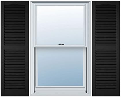 Ekena Millwork Lifetime Vinyl LL1S14X05500BL Standard Cathedral Top Center Mullion, Open Louver Vinyl Shutters, w/Installation Shutter-Lok's & Matching Screws (Per Pair), 14 1/2"W x 55"H, Black