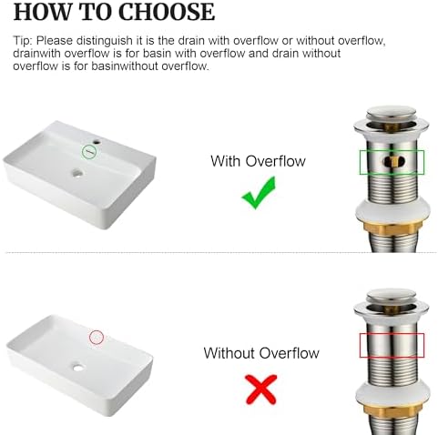 Pop up Sink Drain Stopper for Bathroom Vessel Vanity Sink Art Basin Brushed Nickel, Small Cap with Overflow, Metal Pop up Drain Strainer with Detachable Basket Stopper