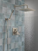 Delta Faucet Modern Raincan 2-Setting Shower Square System Including Rain Shower Head and Handheld Spray Brushed Nickel, Rainfall Shower System Brushed Nickel, Spotshield Stainless 342701-SP