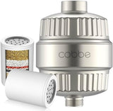 Cobbe Shower Filter for Hard Water Shower Head Filter - with 2 Replaceable Filter Cartridges - High Output Shower Water Filter for Removing Chlorine and Harmful Substance, Brushed Nickel