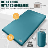 Double Self Inflating Sleeping Pad with Electric Pump,3.14" Thick Memory Foam Camping Mattress 2 Person w/Pillow,Easy Inflate&Deflate,Outdoor Camp Mat for Rooftop Tent Car Truck, Peacock-Blue