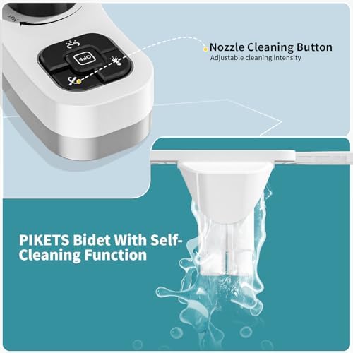 PIKETS Bidet Attachment for Toilet, Dual Nozzle (Frontal and Rear Wash) Non-Electric Fresh Water Bidet Toilet Seat Attachment with Nozzle Self Cleaning, Adjustable Water Pressure (Black)