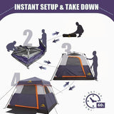 3/4 Person/6 Person Camping Tent Fast Cabin Tent with Instant Setup Tent, Weatherproof Tent Easy Quick Set Up & Pop Up in 60 Seconds with Rainfly Backpack for Family Camping,Upgraded Ventilation