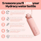 Hydracy Water Bottle with Time Marker -Large BPA Free Water Bottle & No Sweat Sleeve -Leak Proof Gym Bottle with Fruit Infuser Strainer & Times to Drink -Ideal for Fitness Sports & Outdoors
