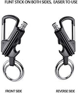 YUSUD 2 Pack Keychain Bottle Opener for Men, Permanent Match with Dual Side Flint Fire Starter, Waterproof Reusable Matchstick, Forever Match for Outdoor Survival, Everlasting Strike Anywhere Matches
