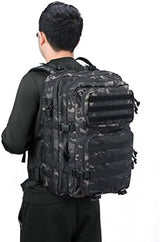 REEBOW GEAR Military Tactical Backpack Large Army 3 Day Assault Pack Molle Bag Backpacks (Black Camo)