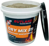 Rutland Dry Mix Refractory Mortar, Masonry & Fire Brick Cement, No Heat Cure Required, Dark Gray, 2550F, 2.5 lb Tub