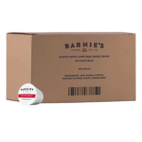 Barnie's Santa's White Christmas Coffee Pods Compatible with Keurig Brewers - A Festive Holiday Coffee Blend of Coconut, Vanilla, and Caramel Flavors - 48 count