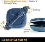 UCO Recycled ECO 5-Piece Camping Mess Kit with Bowl, Plate, Switch Spork Utensil Set