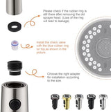 Pull Down Spray Head Replacement - for Kitchen Faucet Sprayer Head with 15 Adapters, 3 Function Pull Out Faucet Spray Nozzle, Brushed Nickel