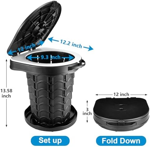 imodomio Retractable Portable Toilet Camping Toilet - Adjustable Height Camp Toilet Portable Potty for Camping, Car, Travel, Boat, Beach, Tent and Emergency Use
