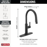 Delta Nicoli Matte Black Kitchen Faucet with Pull Down Sprayer, Modern Single Hole Kitchen Sink Faucet, Single Handle, Matte Black 19867LF-BL