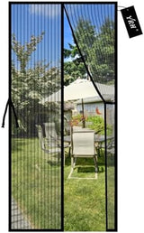Magnetic Fly Screen Door with Stay Open Buckles - Heavy Duty Self-Sealing Mesh,Powerful Magnets,Full Frame Magic Tape (Fit for Door Size:32x80 Inch,Screen Itself Size:34x82 Inch, Black)