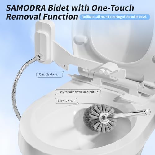 SAMODRA Non-Electric Bidet - Self Cleaning Dual Nozzle (Frontal and Rear Wash) Fresh Water Bidet Toilet Seat Attachment with Independent Adjustable Water Pressure (Classic Black/Silver)