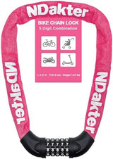 NDakter Bike Chain Lock, 5 Digit Combination Heavy Duty Anti Theft Bicycle Chain Lock,2.62/3.2/4.27/5/6Ft Long Security Resettable Bike Locks for Bike, Bicycle, Scooter, Door, Gate, Fence-4/6mm Thick
